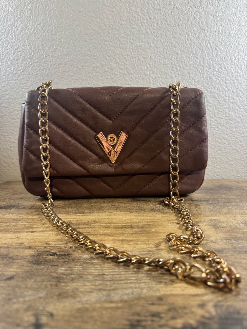 Valentino Orlandi | Brown Quilted Chain Shoulder Bag | Gold Hardware - Picture 12 of 12